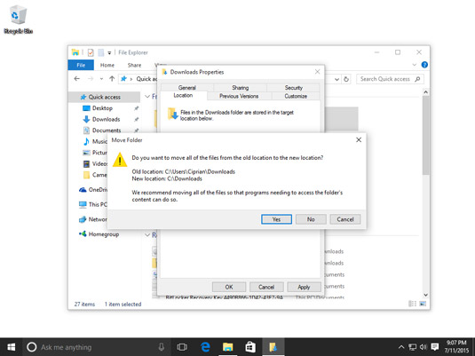 Cara tercepat memindahkan folder user di Windows 10.